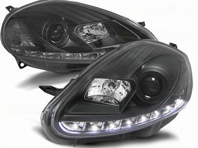 Schwarze LED Scheinwerfer für Fiat Grande Punto Facelift 08-09 im Set