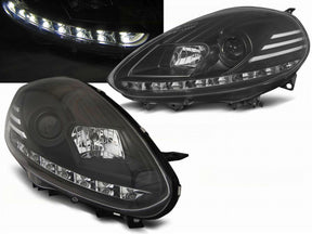 LED Scheinwerfer schwarz mit Tagfahrlicht-Optik, 2009-2012 für Fiat Grande Punto Facelift