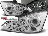 LED Angel Eyes Scheinwerfer Set in chrom für Ford Focus 10.1998-10.2001