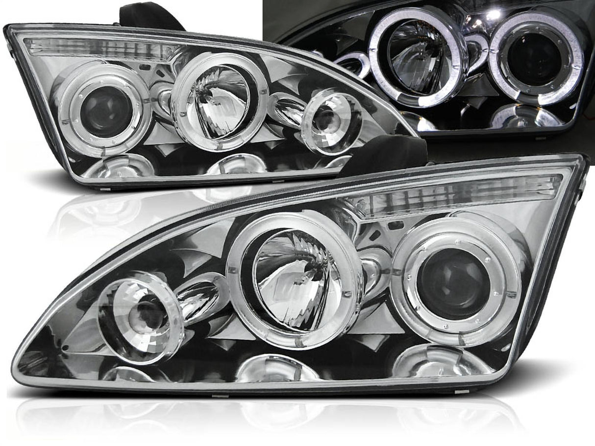 Angel Eyes Scheinwerfer Set in chrom für Ford Focus II 09.2004-01.08