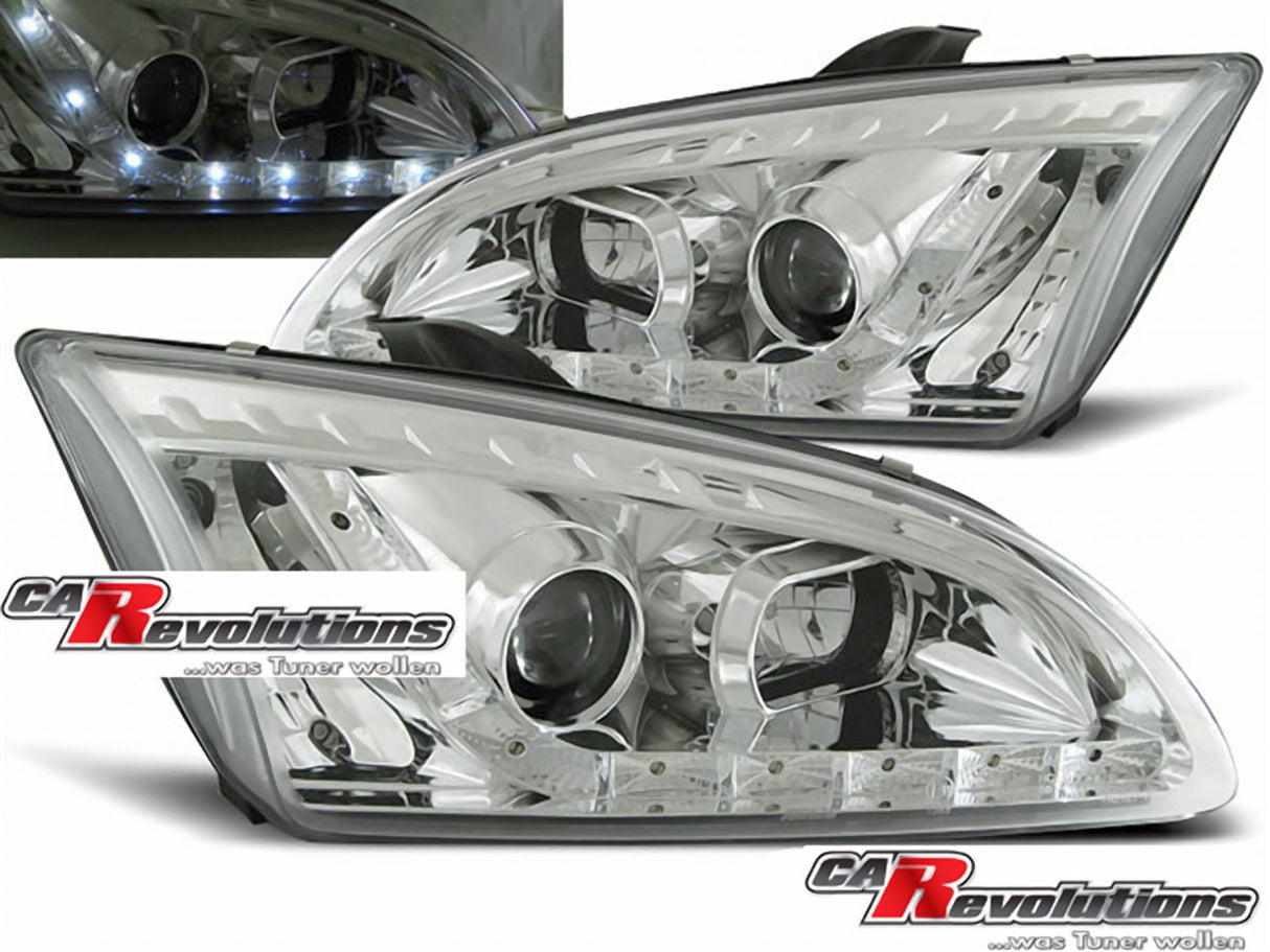 Led Scheinwerfer Set in chrom für Ford Focus C307 10.96-08.2000