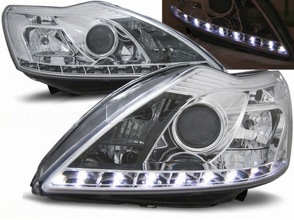 Led Scheinwerfer Set in chrom für Ford Focus II 02.2008-2010
