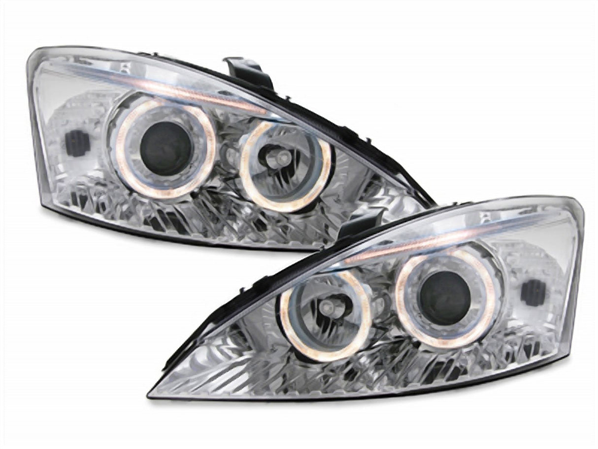 Scheinwerfer für Ford Focus 2001-2004 Angel Eyes chrom