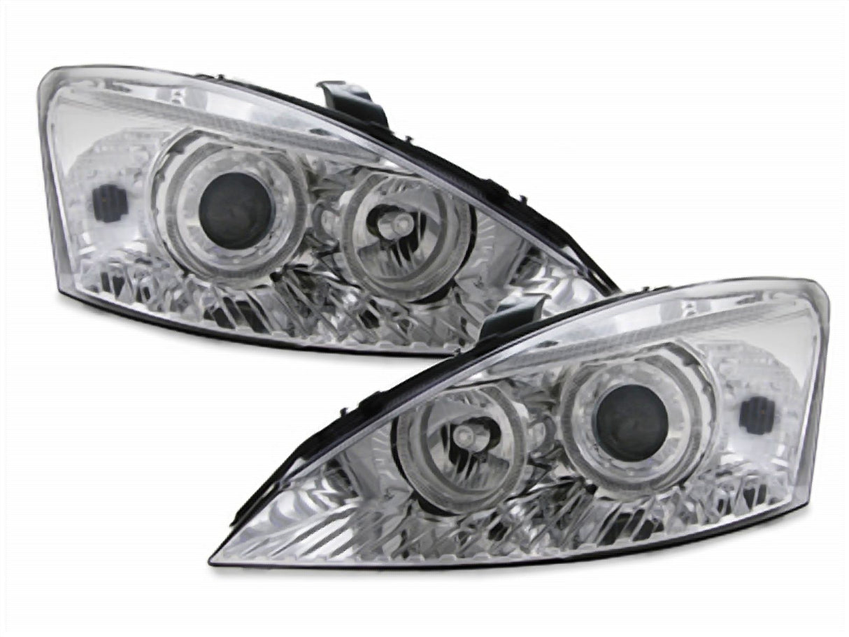 Scheinwerfer für Ford Focus 2001-2004 Angel Eyes chrom