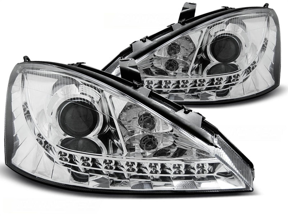 Led Scheinwerfer Set in chrom für Ford Focus 11.01-10.2004