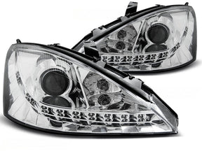 Chrom LED Scheinwerfer Set für Ford Focus 11.01-10.2004, mit integrierten Lichtern