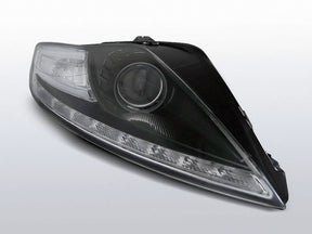Schwarzes LED Scheinwerfer Set für Ford Mondeo 07.07-11.10 mit Tagfahrlichtstreifen