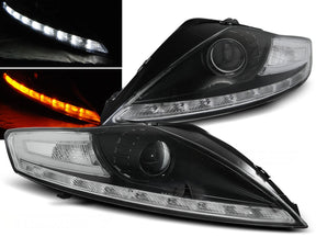 Schwarze LED-Scheinwerfer mit Tagfahrlicht für Ford Mondeo, Blinker orange