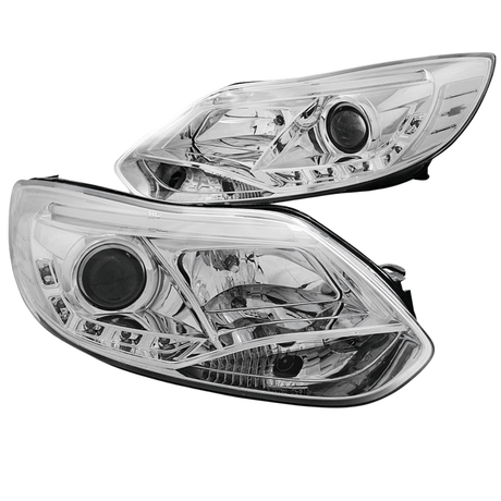 LED Scheinwerfer für Ford Focus 2 Facelift mit Klarglas und Chrom-Akzenten, Tuning Scheinwerfer