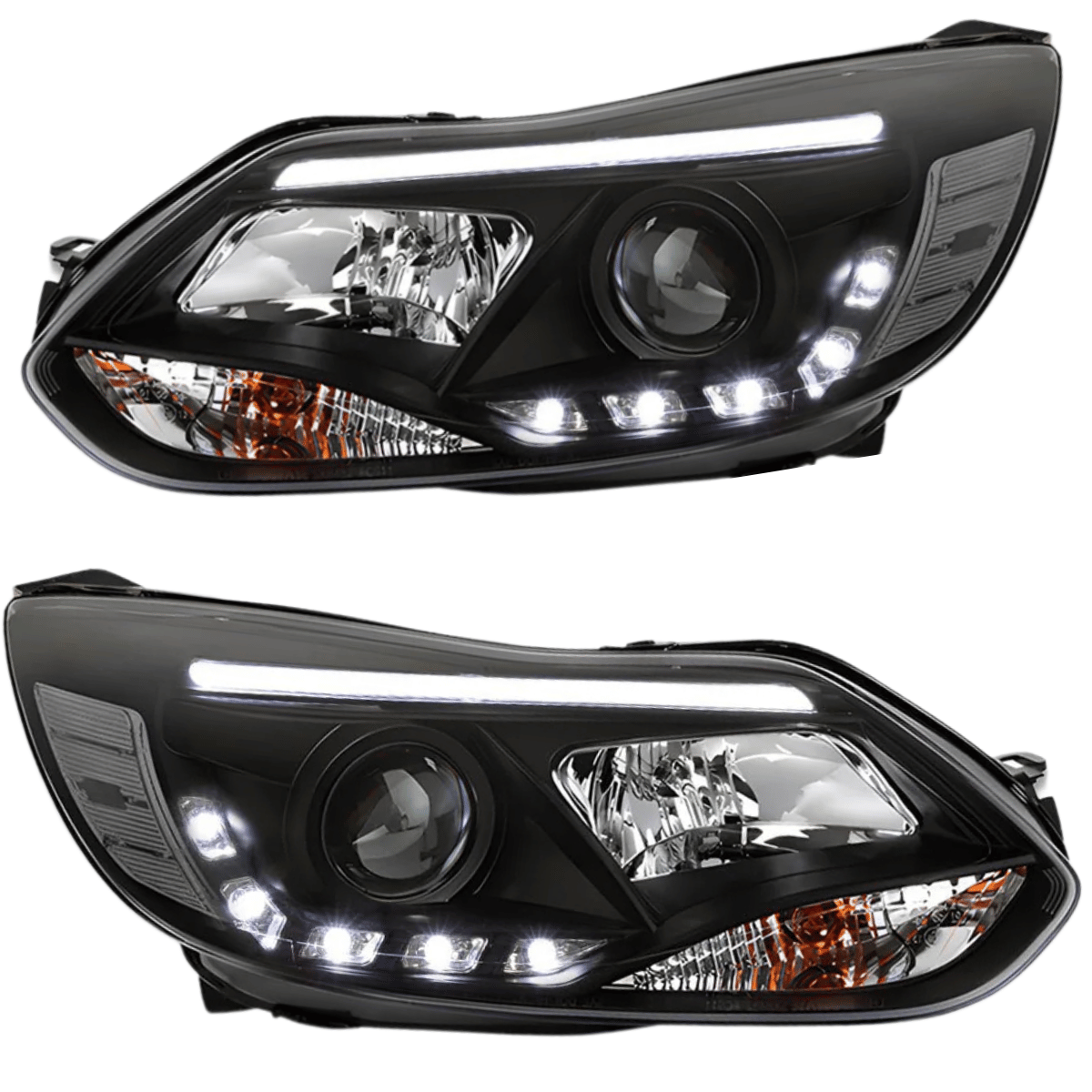 LED Light Tube Scheinwerfer in schwarz für Ford Focus MK3 2011-2014