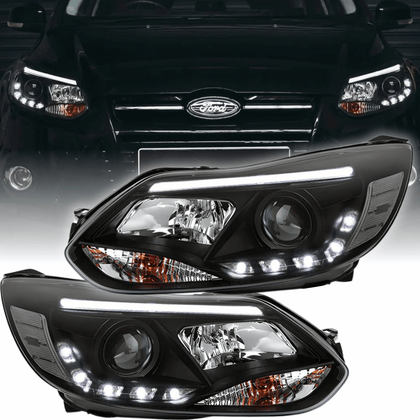 LED Light Tube Scheinwerfer in schwarz für Ford Focus MK3 2011-2014