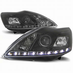 Schwarze LED Scheinwerfer für Ford Focus C307 02.2008-2010 mit Stellmotor