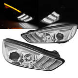 LED Scheinwerfer Set Chrom für Ford Focus MK3 2015–2018 mit DRL & dynamischen Blinkern