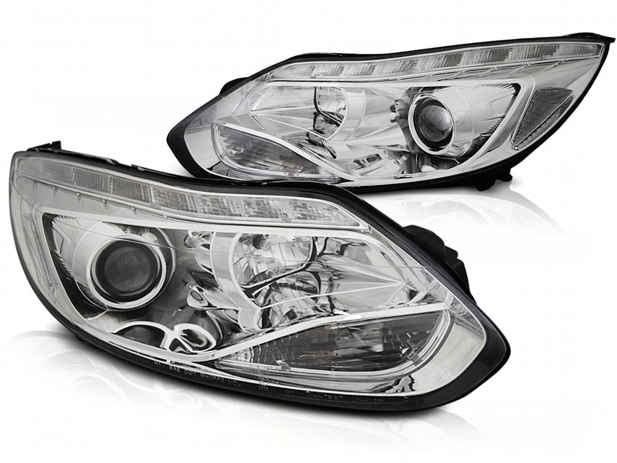 Scheinwerfer Set LED Standlichtleiste Chrom für Ford Focus MK3 2011–2014