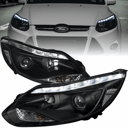Scheinwerfer Set LED Standlichtleiste Schwarz für Ford Focus MK3 2011–2014