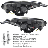 Scheinwerfer Set LED Standlichtleiste Chrom für Ford Focus MK3 2011–2014
