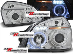 Chrom Angel Eyes Scheinwerfer für Hyundai Tucson 07-10, LED Tagfahrlicht, Tuning Scheinwerfer