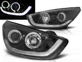 Scheinwerfer mit Light Tube und Ringen, LED-Tagfahrlicht für Hyundai TUCSON IX35 2010-2013 schwarze