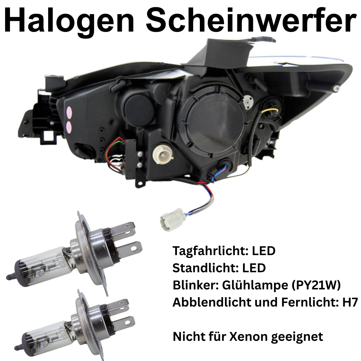 Halogen Scheinwerfer Set für Mazda CX-5 2011–2015 Schwarz mit LED Tagfahrlicht