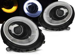 LED Light Tube Scheinwerfer Set chrom für BMW MINI COOPER 2006-2014, Frontscheinwerfer mit Ringbeleuchtung
