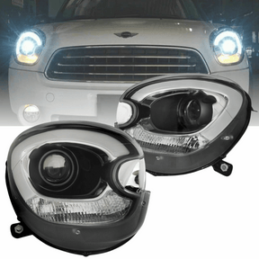Xenon Scheinwerfer Set Schwarz für BMW Mini R60 R61 Countryman 2010-2016 mit LED Light Tube