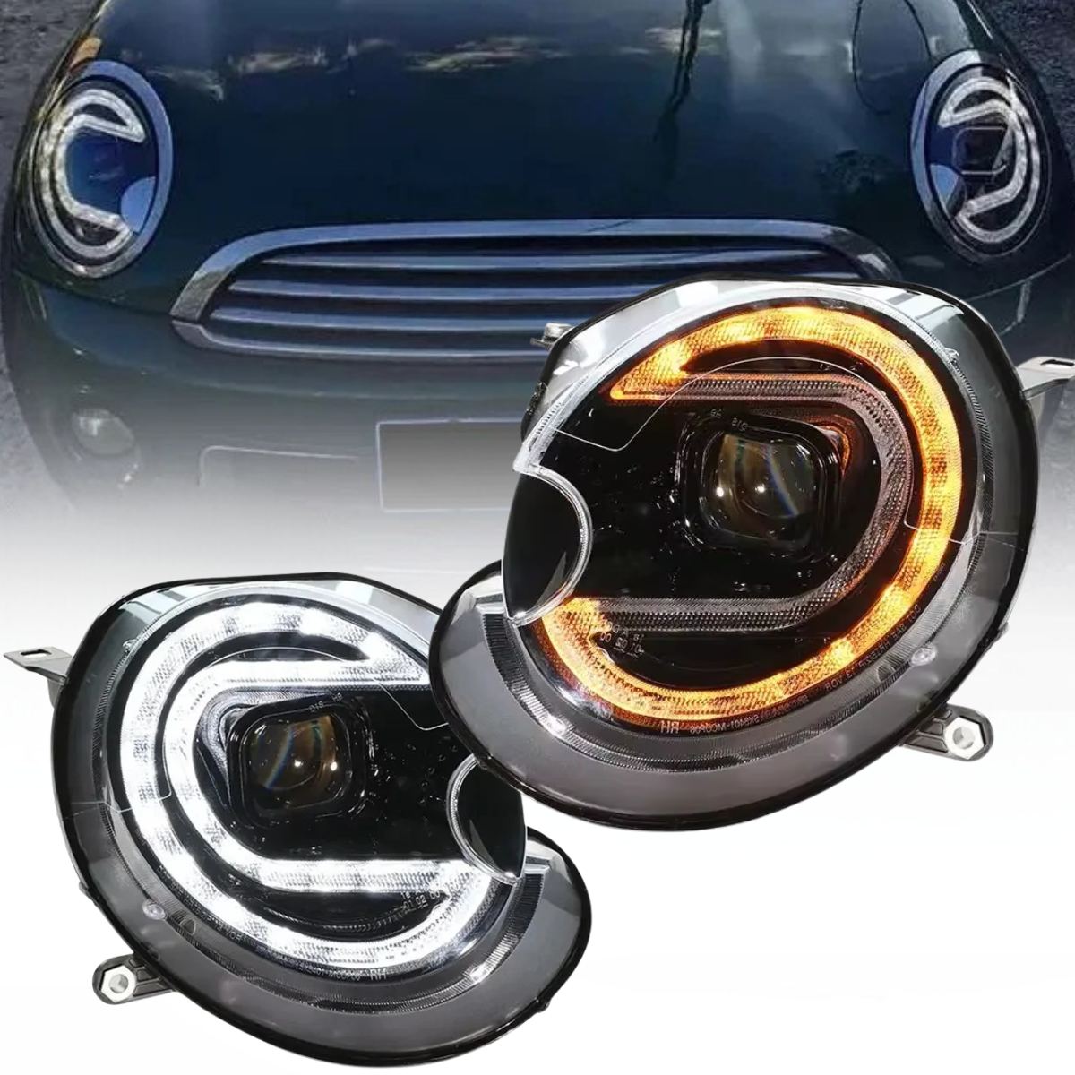 Xenon D1S Scheinwerfer Set Schwarz für Mini Cooper R55 R56 R57 R58 R59 2006–2014 LED Blinker