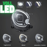 Voll LED Frontscheinwerfer mit Dual LED Linse, Tagfahrlicht, dynamischem Blinker, Abblend- und Fernlicht für KFZ Tuning