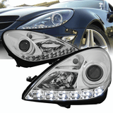 Chrom Scheinwerfer Set für Mercedes SLK R171 Baujahr 2004–2011 mit LED Standlicht
