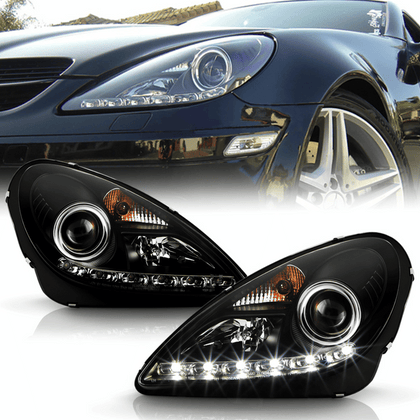 Xenon Scheinwerfer Set Schwarz für Mercedes SLK R171 Roadster 2004–2011 mit LED Tagfahrlicht DRL