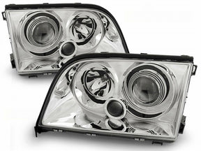 Chrom Scheinwerfer für Mercedes W140 S-Klasse 1991-1998, Tuning LED Scheinwerfer
