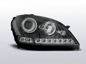 Schwarze LED Scheinwerfer für Mercedes W164 ML 2005-2007 mit Tagfahrlicht-Optik