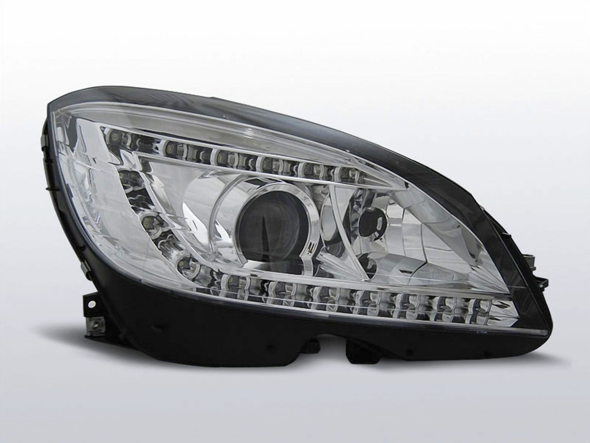 Led Scheinwerfer Set in chrom D1S für Mercedes W204 2007-2010