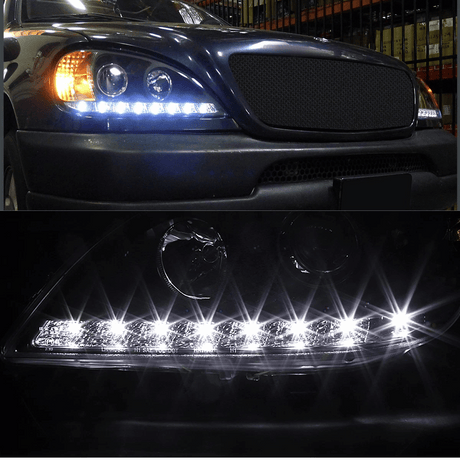 LED Scheinwerfer für Ford Explorer 2002-2005 mit Tagfahrlicht und Blinker, schwarz, Tuning Scheinwerfer