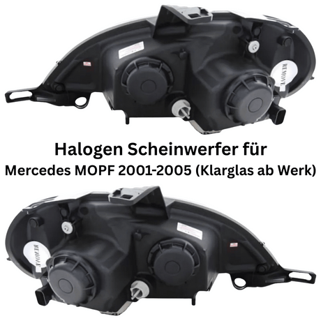 Halogen Scheinwerfer Mercedes Mopf 2001-2005 Klar, Rückseite