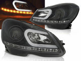 Led Light Tube Scheinwerfer in schwarz für Mercedes C Klasse W204 2011-2014