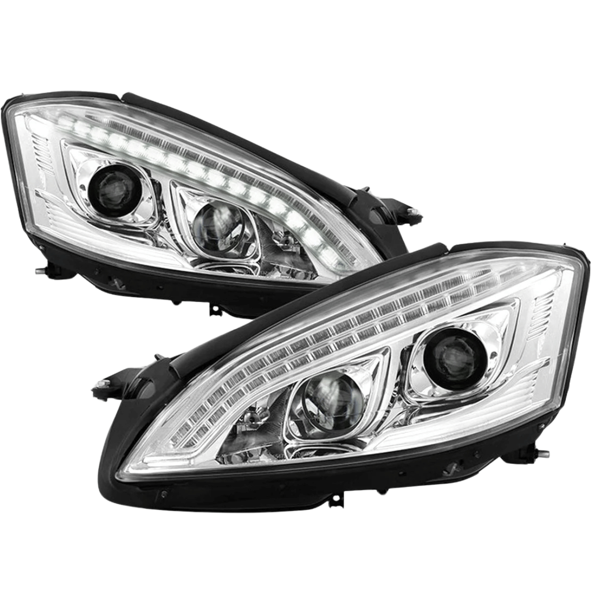 Xenon Scheinwerfer Set Tagfahrlicht Chrom für Mercedes S-Klasse W221 2005–2009 mit LED Standlicht & Blinker