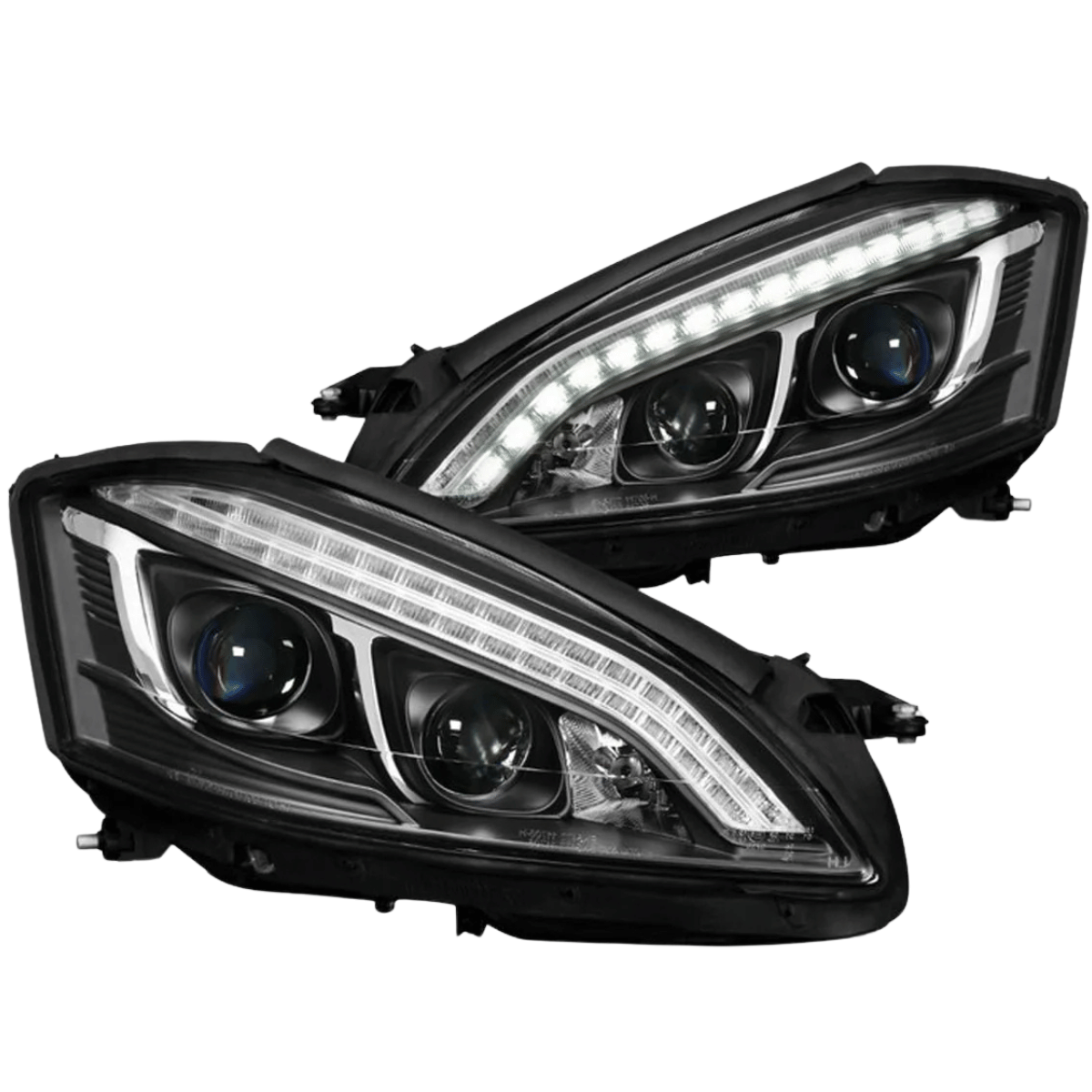 Xenon Scheinwerfer Set Tagfahrlicht Schwarz für Mercedes S-Klasse W221 2005–2009 mit LED Standlicht & Blinker