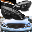 LED Tube Light Scheinwerfer Schwarz für Mercedes C-Klasse W204 07-10 mit dynamischem Blinker