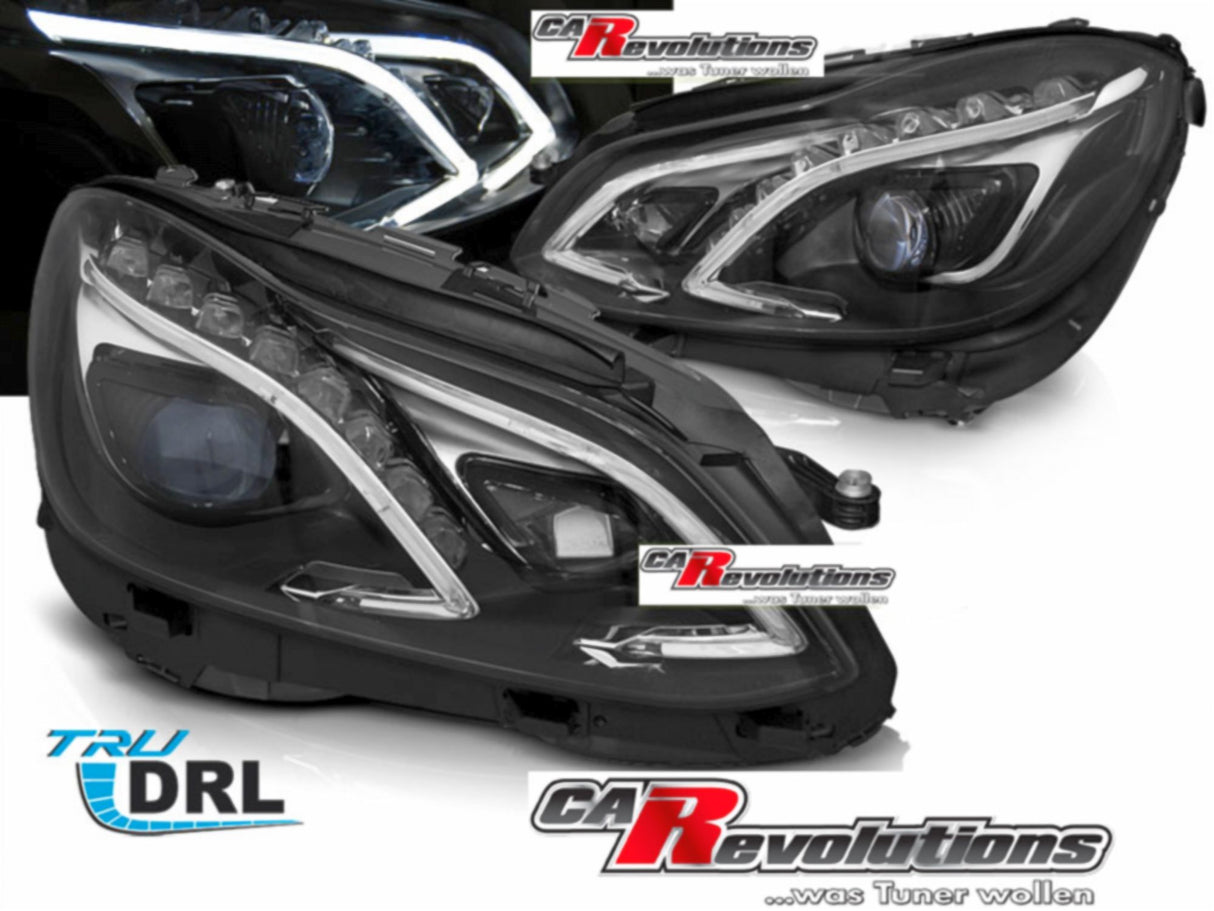Voll LED Scheinwerfer Set mit Light Tube Tagfahrlicht in schwarz E-Klasse für Mercedes W212 13-16