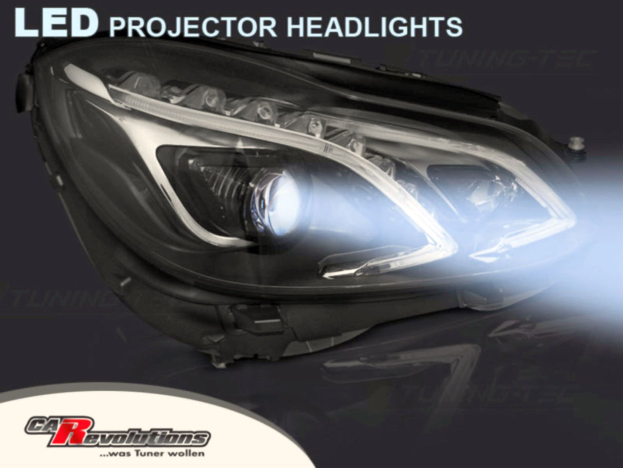 Voll LED Scheinwerfer Set mit Light Tube Tagfahrlicht in schwarz E-Klasse für Mercedes W212 13-16