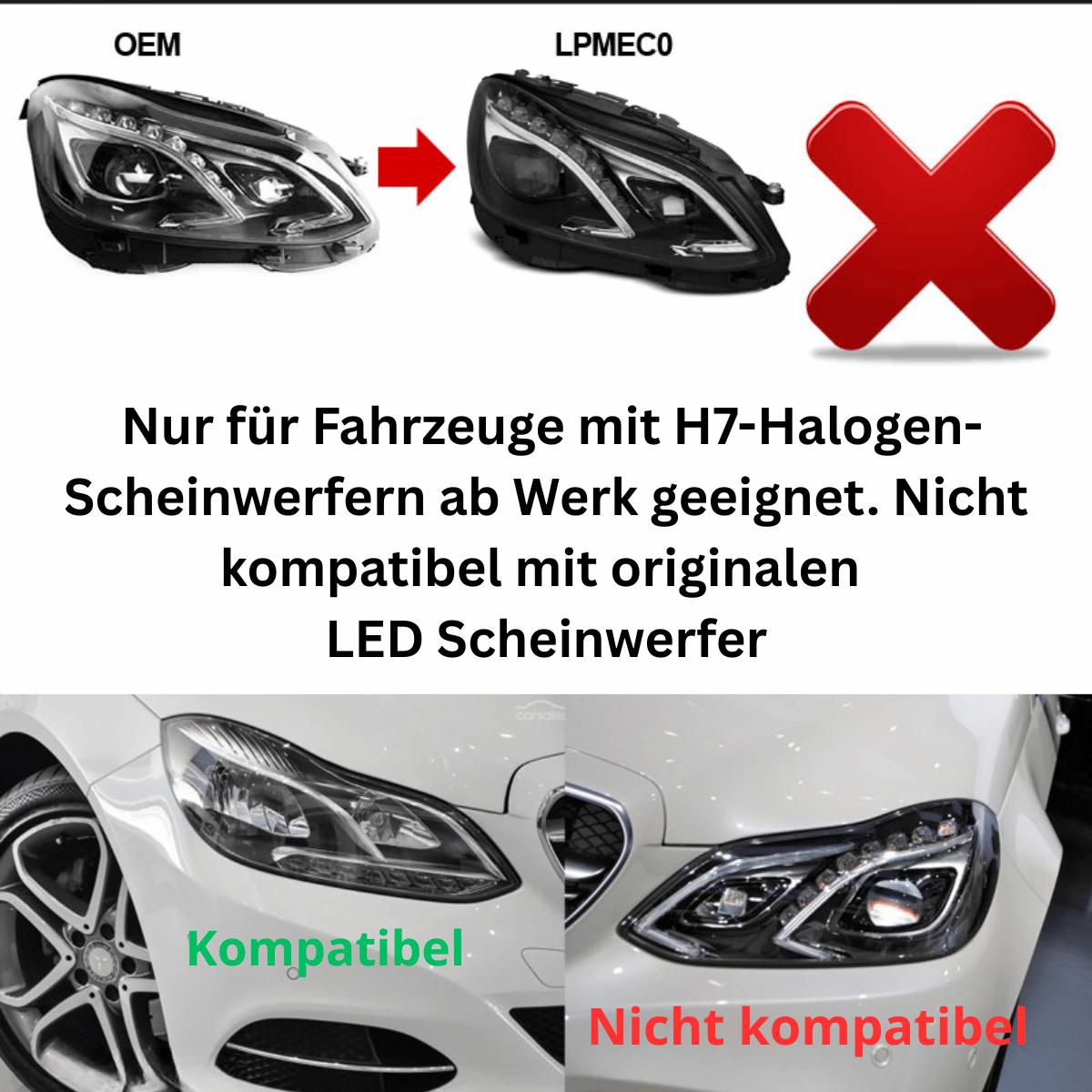 Voll LED Scheinwerfer Set Schwarz für Mercedes E-Klasse W212 2013–2016 mit LED Tagfahrlicht
