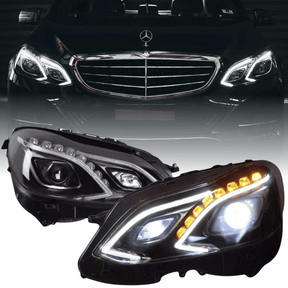 Voll LED Scheinwerfer Set Schwarz Mercedes E-Klasse W212 2013-2016 mit LED Tagfahrlicht