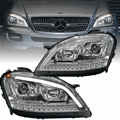 LED Light Tube Scheinwerfer Set Chrom für Mercedes W164 ML M-Klasse 2005–2007 mit Dynamischem Blinker