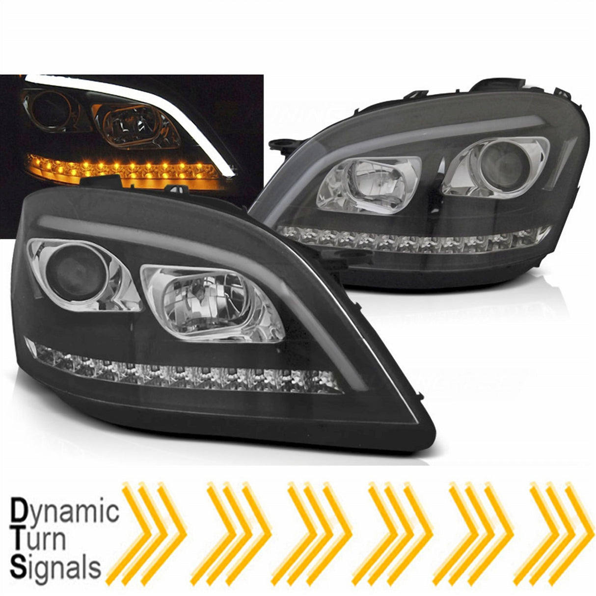 LED Scheinwerfer Set für Mercedes W164 ML 2005-2007 dynamische Blinker in schwarz