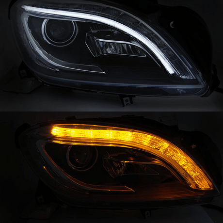 LED Scheinwerfer mit Tagfahrlicht und Blinker für Mercedes C-Klasse W204, schwarz