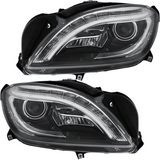 Schwarze LED Scheinwerfer Set für Mercedes M-Klasse W166 2011–2015 mit LED Standlicht