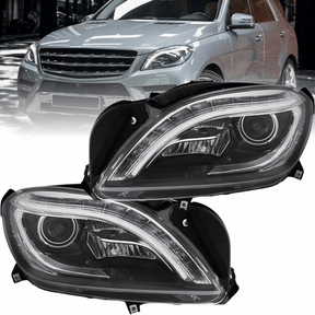Schwarze LED Scheinwerfer Set für Mercedes M-Klasse W166 2011–2015 mit LED Standlicht - CR Tuning