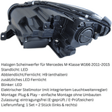 Schwarze LED Scheinwerfer Set für Mercedes M-Klasse W166 2011–2015 mit LED Standlicht