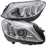 LED Scheinwerfer Set Chrom für Mercedes C-Klasse W205 Limousine & Kombi 2014–2018 mit dynamischen Blinkern & LED Tagfahrlicht