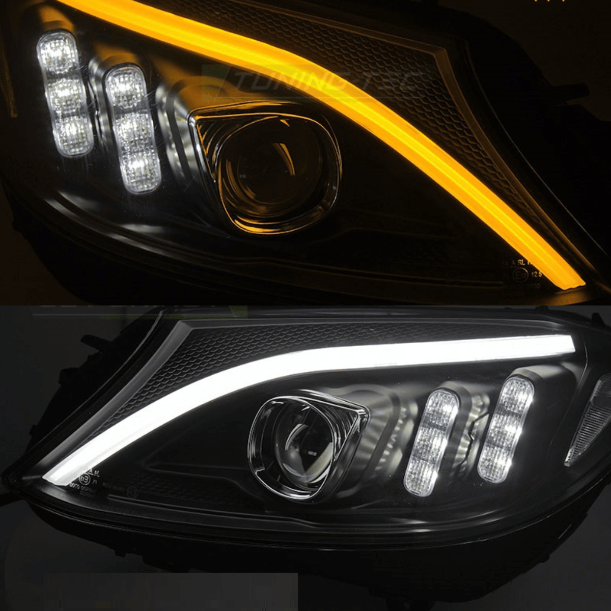 LED Scheinwerfer Set Chrom für Mercedes C-Klasse W205 Limousine & Kombi 2014–2018 mit dynamischen Blinkern & LED Tagfahrlicht